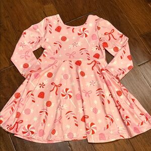 Pink Candy Pattern Kids Casual Dress